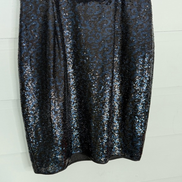 Calvin Klein Black Sequin Cocktail Dress Sleeveless Chiffon Overlay Size 10 - Picture 10 of 10